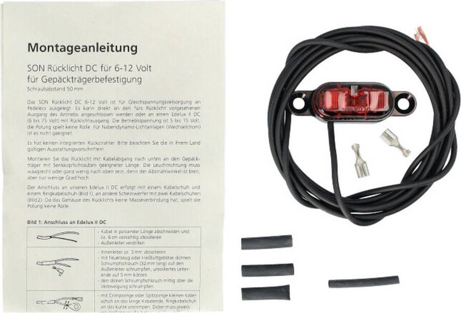 Achterlicht SON Led E-Bike Accu 50mm Zwart