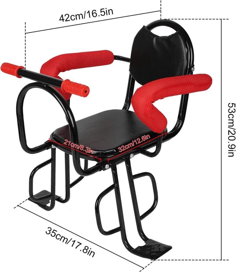 Achterzitje voor kinderfietsen kinderfietszitje achter outdoor kinderfietsstoelen met antislip armleuningen pedalenbeschermingen kussens maximaal draagvermogen 45 kg