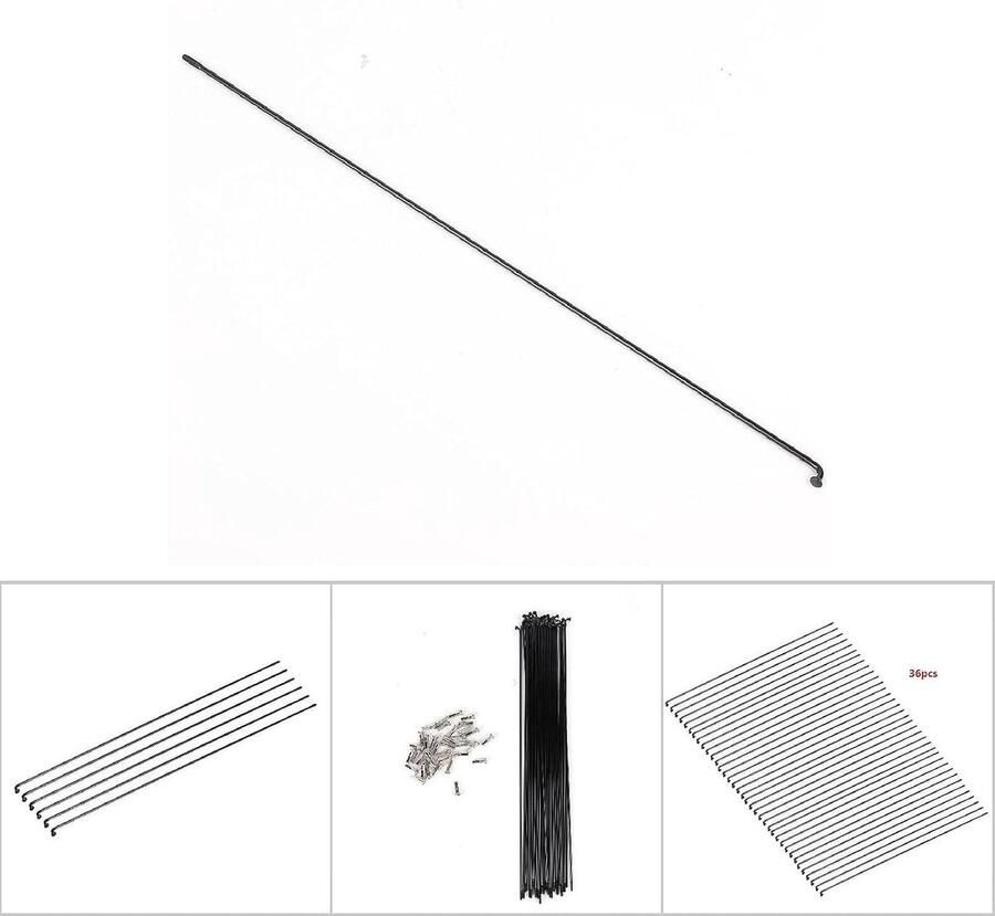 Allecta Set Stalen Fiets Spaken 26 Inch voor Mountainbike #45 Staal 36 Stuks Zwart Inclusief Tepels