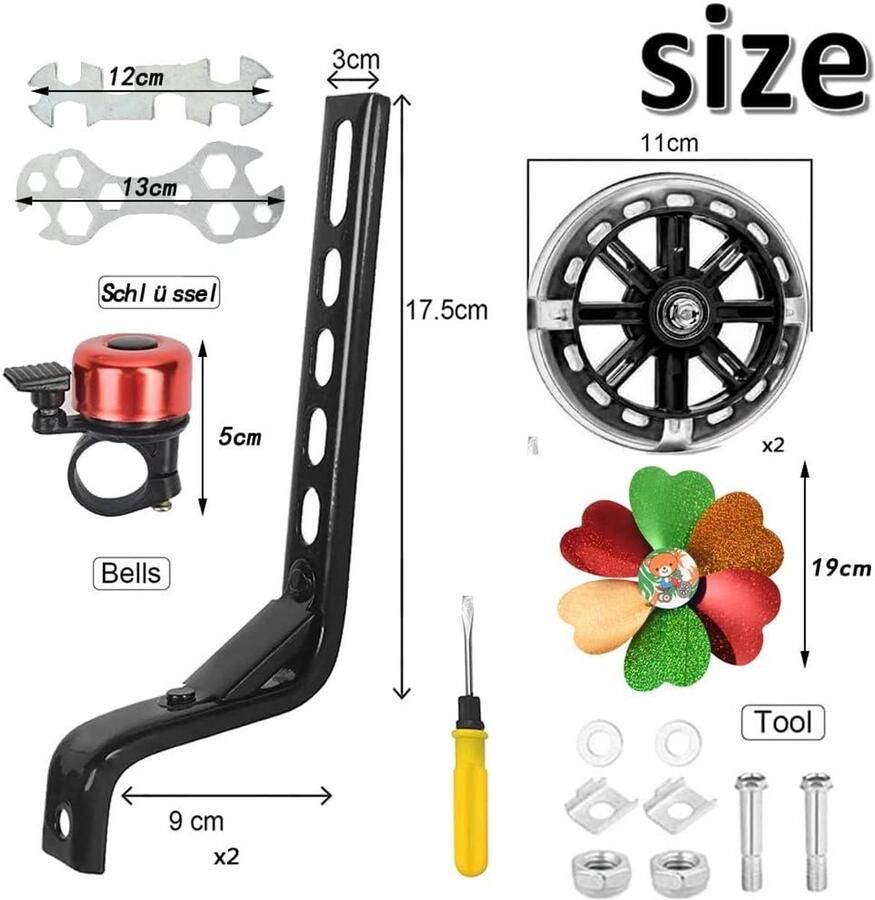 Allecta Steunwielen voor Kinderfiets Fietssteunwielen Hulpwielen Volwassenen Kinderfiets Accessoires Zwart
