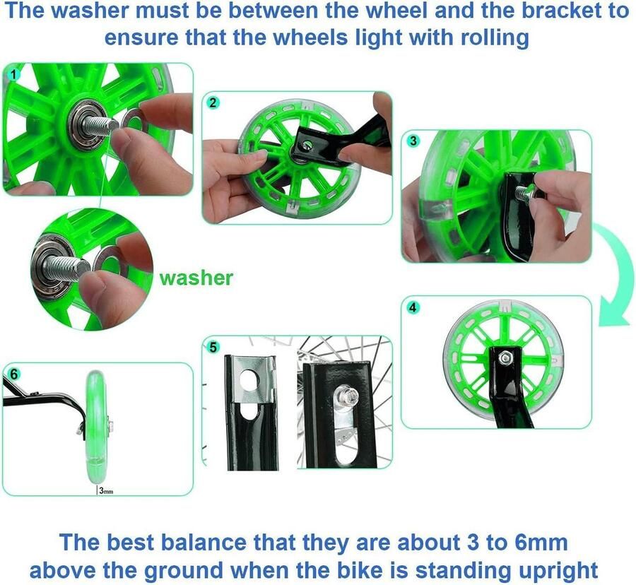 Allecta Universele steunwieltjes voor kinderfiets groen 1 paar - Foto 1