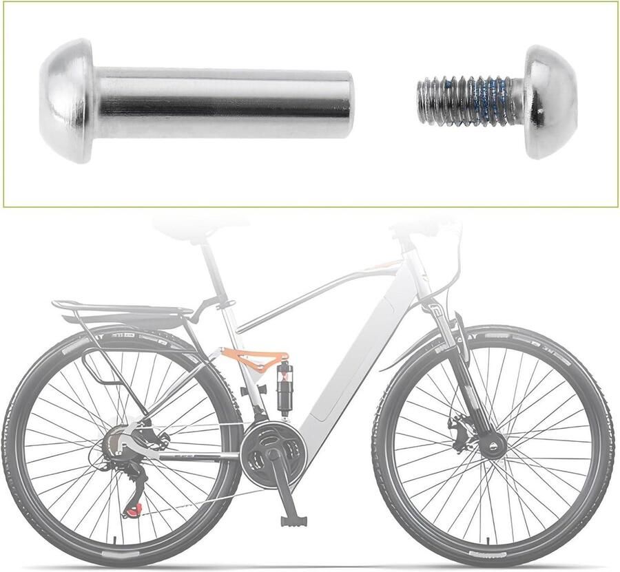 Allecto- Fiets Achter Suspension Shock Montage Bout MTB M8 Vrouwelijke Nail met Semi-Ronde Zeshoek Socket Vergrendeling Schroeven 12mm Subnagels Geschikt voor Achtervering 2 Sets Zilver