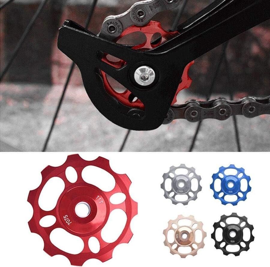 Allecto Fiets Achterderailleur Katrol Aluminiumlegering 11T Wielen Roller Wiel Road Mountainbike Rood