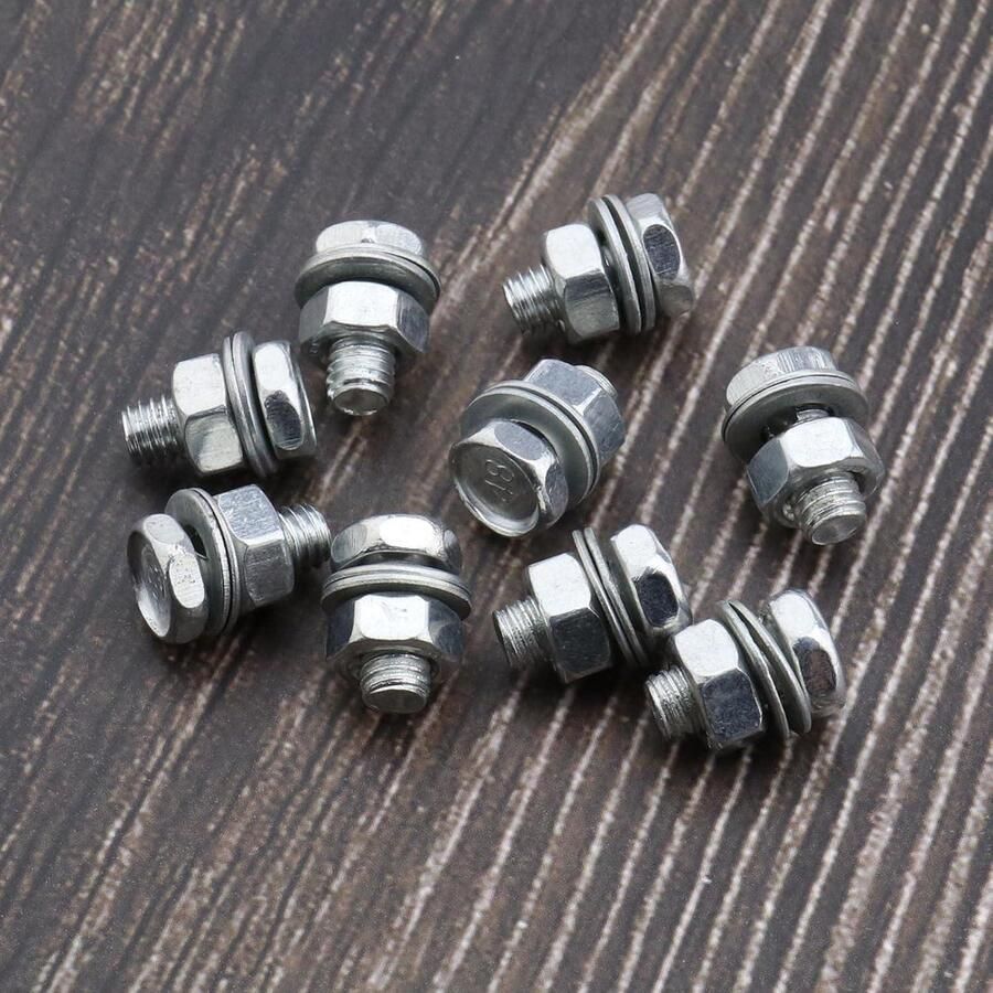 Allecto Fiets Kabel Anker Bouten BMX Cross Bike 6mm Moeren en Ringen Elektrische Fiets Hybrid Accessoires Geschikt voor Fietsen Ronde Hex Hoofd Schroef 20 Stuks Pedalen