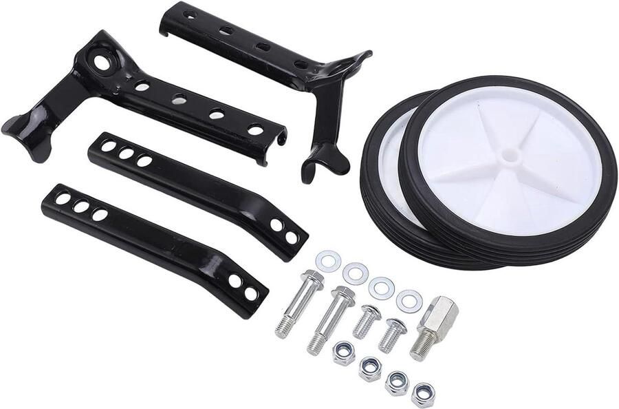 Allecto- Fietstrainingswielen Kinderfiets Verstelbaar 18 tot 24 inch Extra Steunwielen Zwart Set van 2 Geschikt voor beginners Sportbescherming Stalen en Kunststof