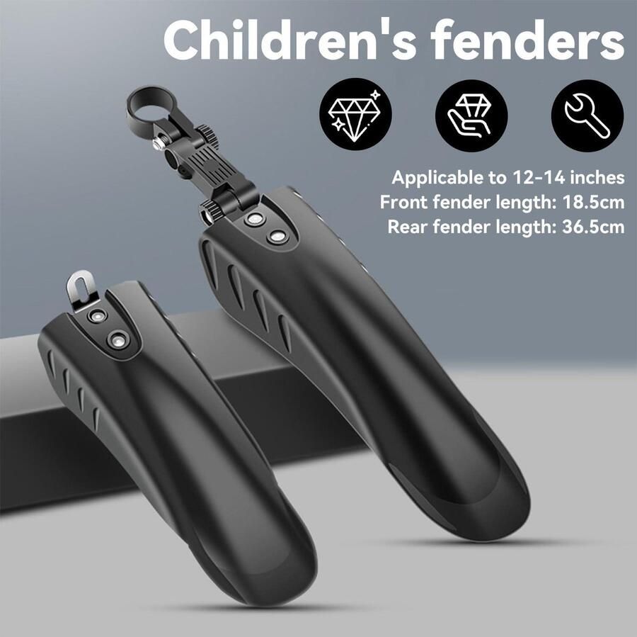 Allecto- Kinderfiets spatborden Opvouwbaar Waterdicht 12-14 inch fietsen Stofbescherming Outdoor avonturen
