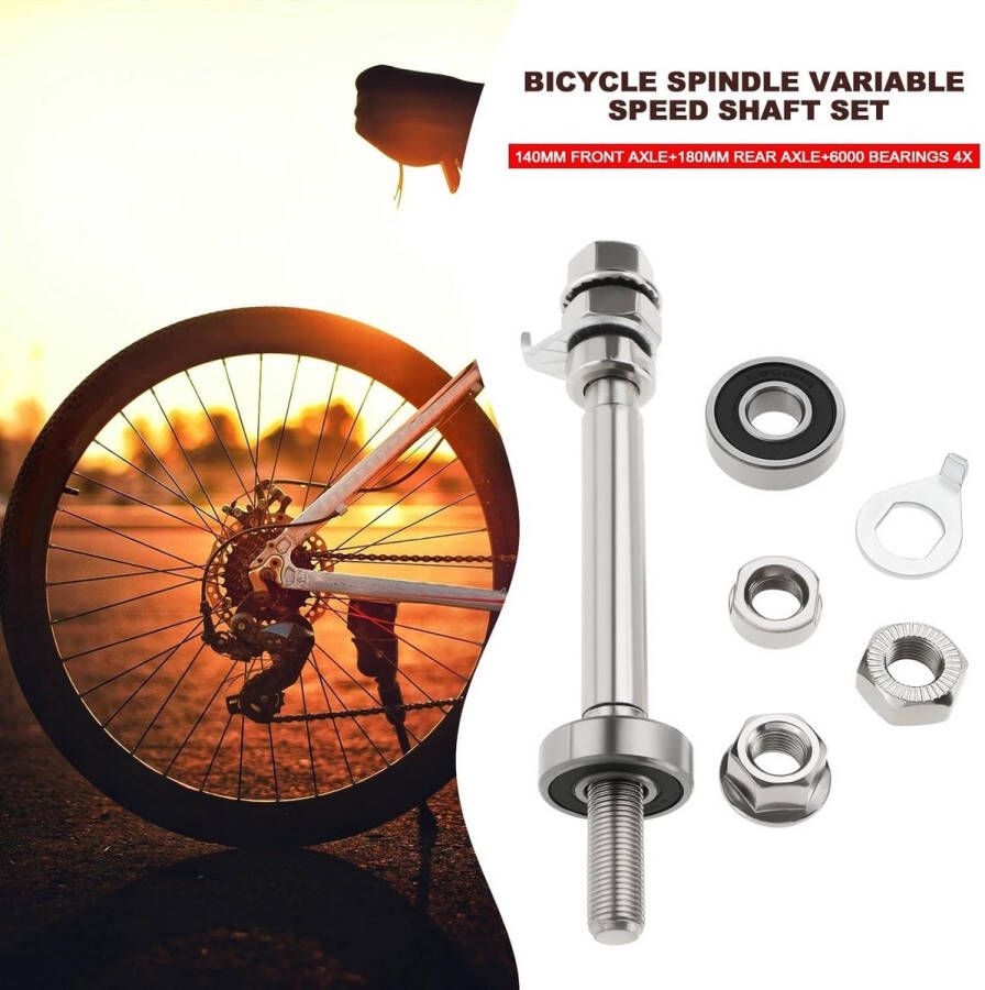 Allecto Plus Duurzame Metalen Wiel Hub As Set Voor en Achter Mountainbike Wiel Hub As Met 4 Lagers Fiets Spindel Shift Shaft Hendel Kwalitatief en Stevig Mountainbike Onderdelen