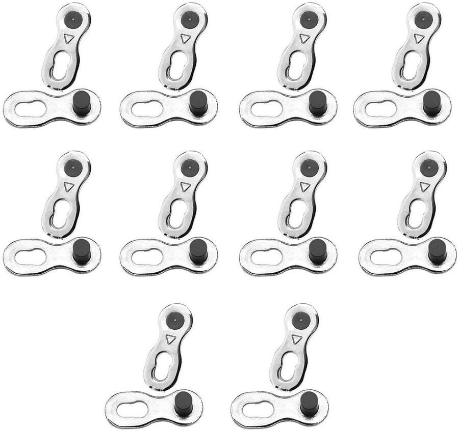 Allecto Plus Fiets Ketting Connector Set voor Mountainbike en Racefiets 10 Paar 6 7 8 Speed Ontbrekende Quick Link Herbruikbare Set met Snelkoppeling