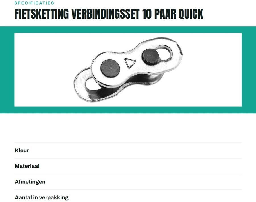 Allecto Plus Fiets Ketting Connector Set voor Mountainbike en Racefiets 10 Paar 6 7 8 Speed Ontbrekende Quick Link Herbruikbare Set met Snelkoppeling