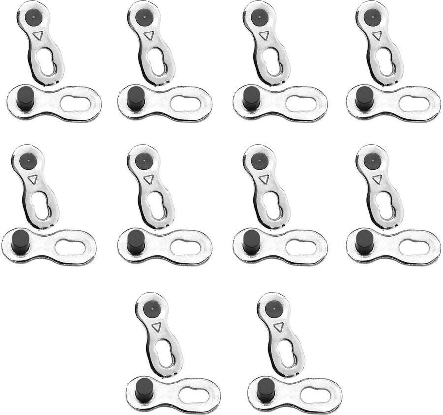 Allecto Plus Fiets Ketting Connector Set voor Mountainbike en Racefiets 10 Paar 6 7 8 Speed Ontbrekende Quick Link Herbruikbare Set met Snelkoppeling