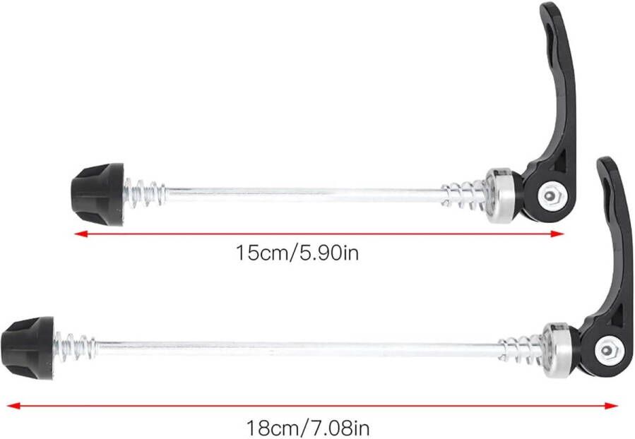 Allecto Plus Fiets Quick Release Set voor Wielassen 2 Stuks Mountainbike en Racefiets Lichtgewicht Metaal