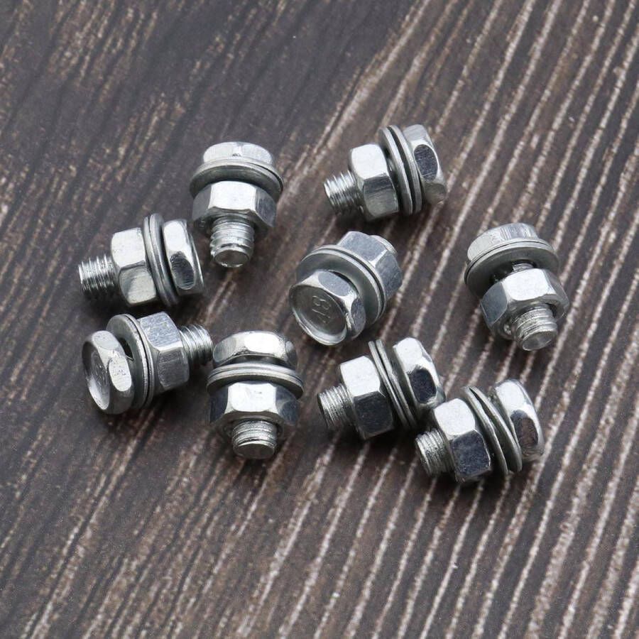 Allecto Plus Kabel Ankerbouten 6mm voor BMX Fietsen Set van 20 stuks met Moeren en Ringen Accessoires voor Kinderfietsen Mountainbikes en Racefietsen met Rond Hoofd Schroef Geschikt voor Elektrische en Vouwfietsen