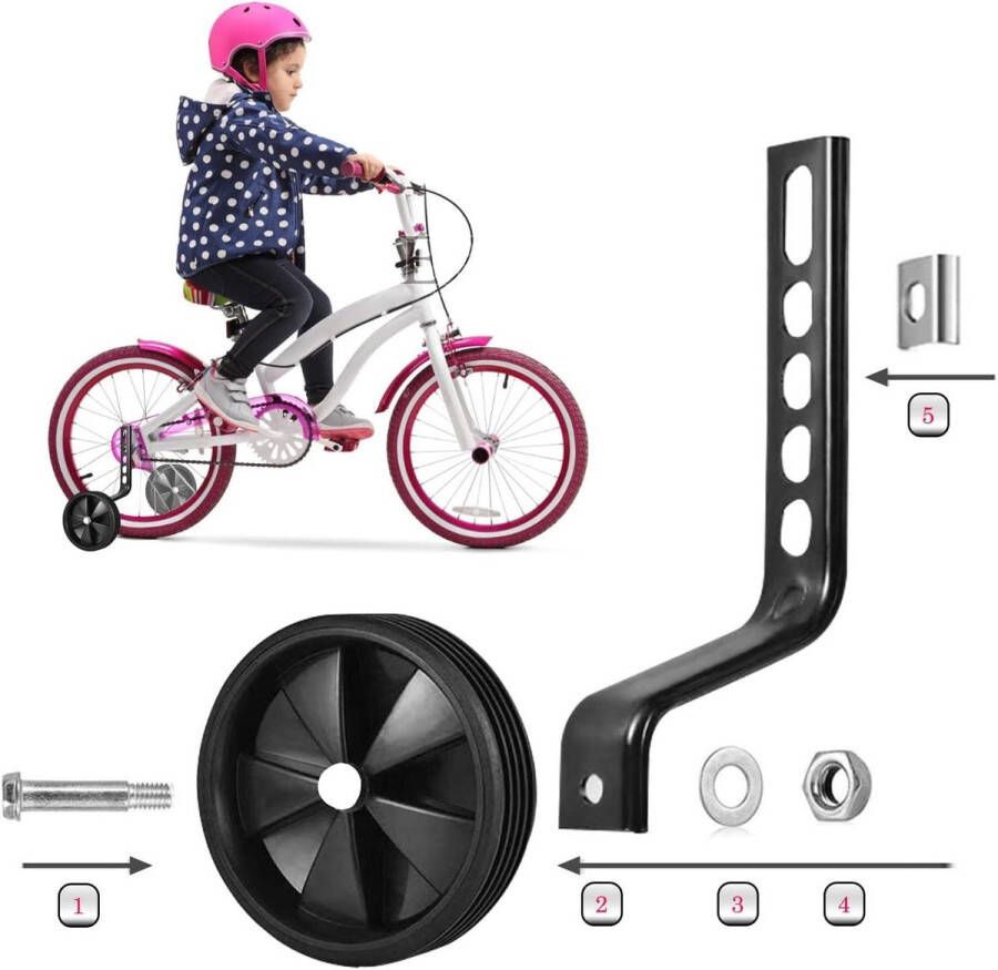 Allecto Plus Set van 2 trainingswielen voor kinderfiets Stabilisatoren voor kinderen Geschikt voor fietsen van 12 14 16 18 en 20 inch Enkele snelheid