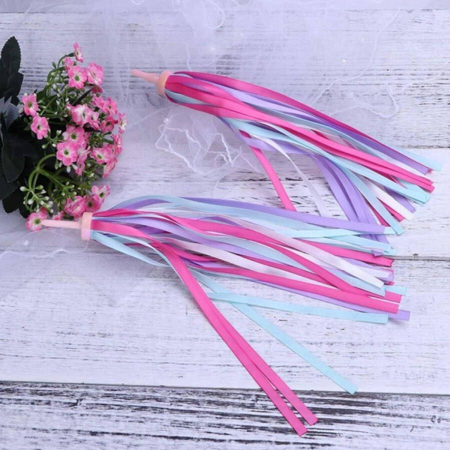 Allecto Plus Stuurkwasten en streamerbandjes voor kinderfiets Paars Decoratieve Stuurfranjes Fiets Handvatten Accessoires