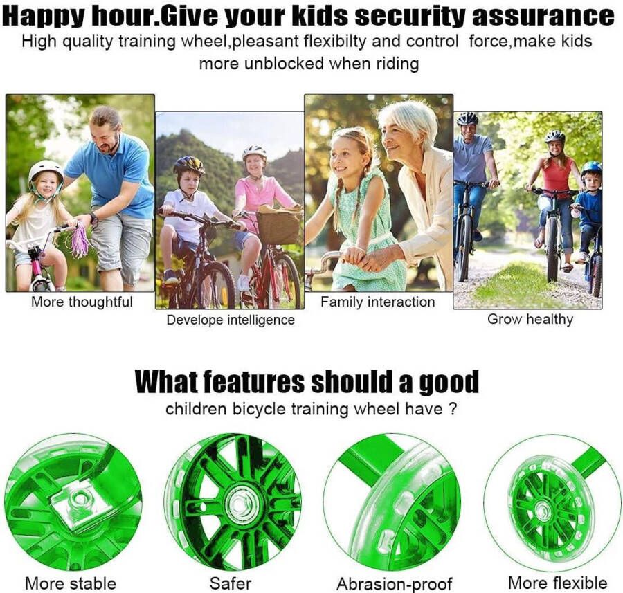 Allecto Premium Stabilisatoren Kinderfiets Groene Ondersteuningswielen 1 Paar Fietsstabilisatoren voor Kinderen