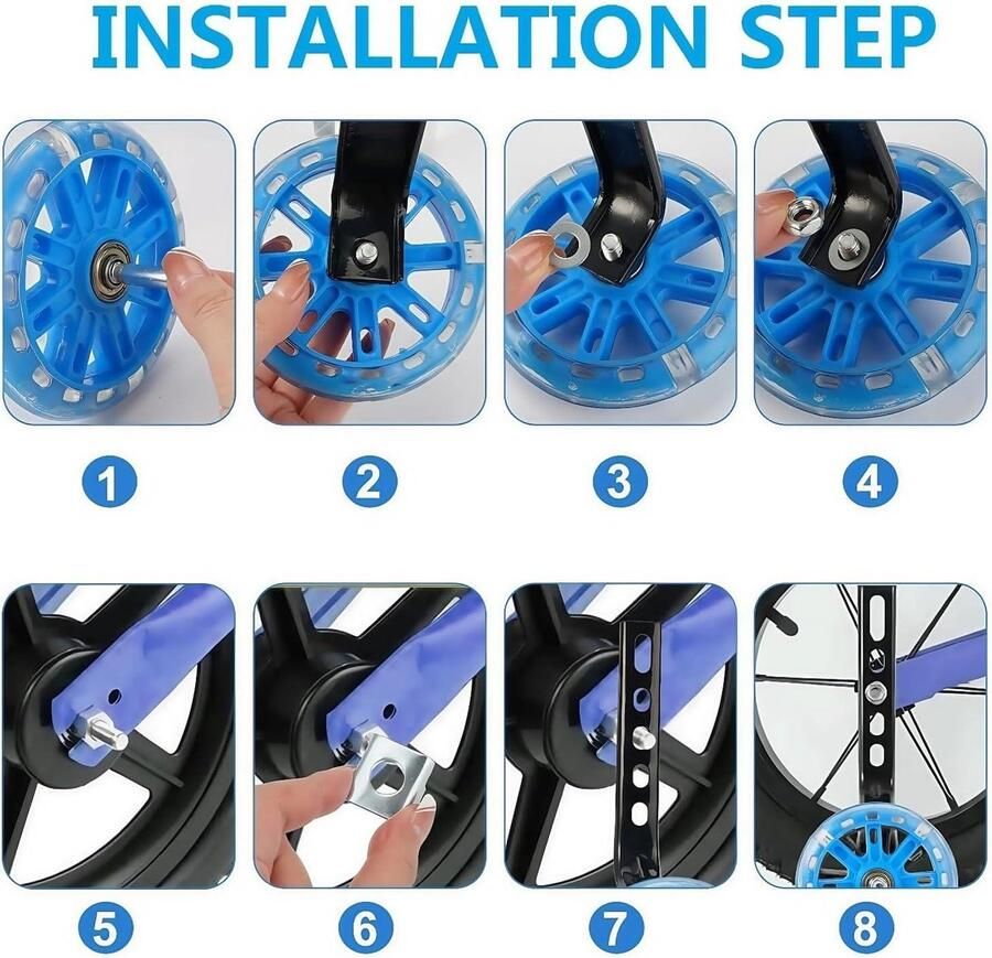 Allecto Premium Steunwielen Verstelbare Fietsstabilisatorkit Kinderfietsen 12 14 16 18 20 inch Blauw