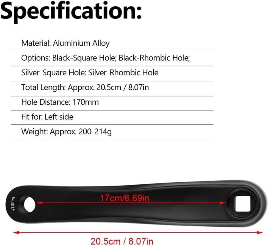 Aluminium Crankarm voor Mountainbike Links 17cm Geschikt voor Trailrijden en Stadsverkeer Duurzaam en Lichtgewicht