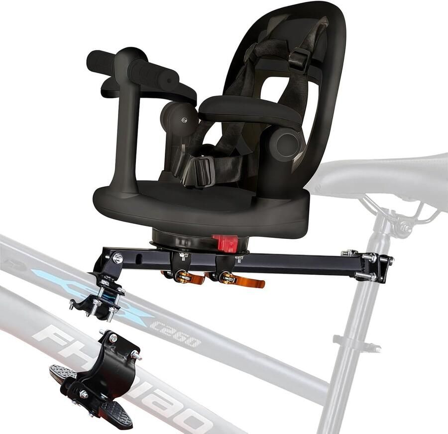 Auvstar Kinderzitje fiets voor mountainbike kinderzitje zitting 360 graden draaibaar snelspanner met voetensteun armleuningen rooster veiligheidsgordels geschikt voor kinderen van 1 3 jaar
