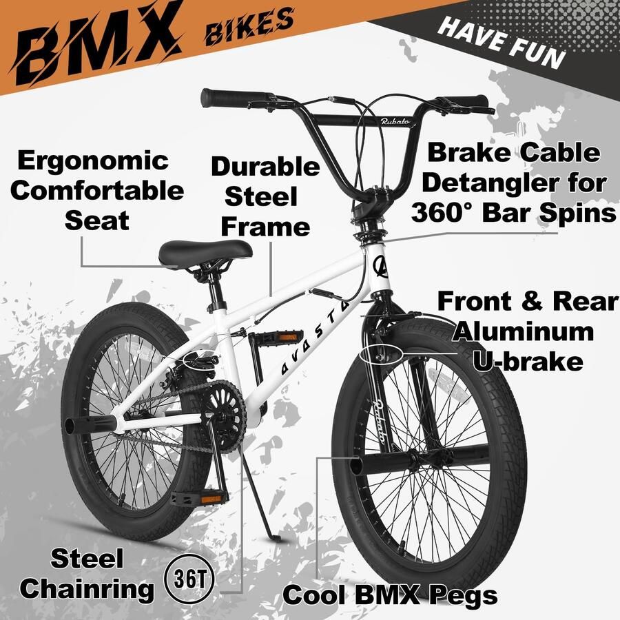 AVASTA 20 Inch Freestyle Jeugd BMX Kinderfiets voor en van 6 7 8 9 10 11 12 13 14 Jaar Jonge ShopVlot