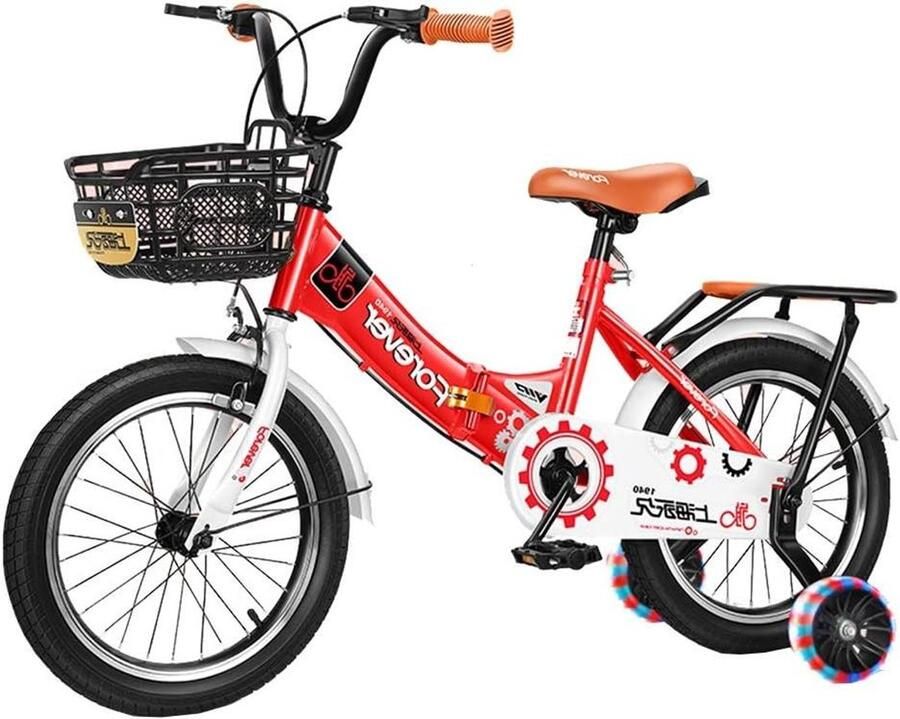 Axdwfd Kinderfietsen en Bikes Maten 16 18 3 kleuren Met Stabilisator En Houder (Kleur: Rood Maat: 46 cm)