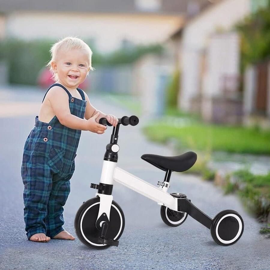 Baby Loopfiets Kinderfiets 3 wielen Eerste fietservaring 2-in-1 ontwerp 40 x 60 x 49 cm Wit