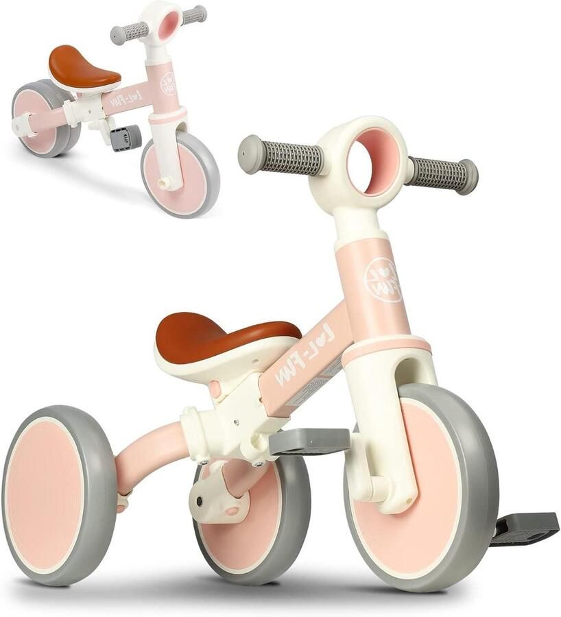 Baby Loopfiets Peuter Driewieler Eerste Fiets Ervaring 4 Modi Groei 10 Maanden 4 Jaar Roze