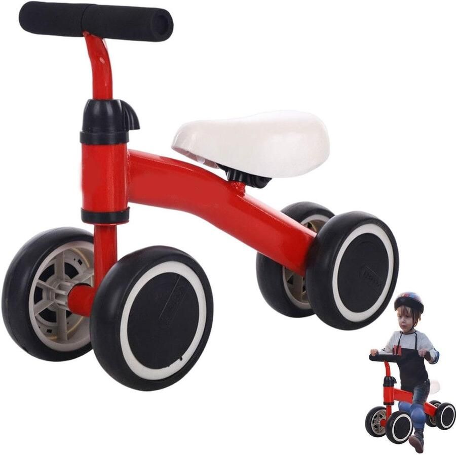Balansfiets Kinderen Loopfiets Peuters Leren Fietsen Verstelbaar Zadel Handvat 1-3 Jaar Rood