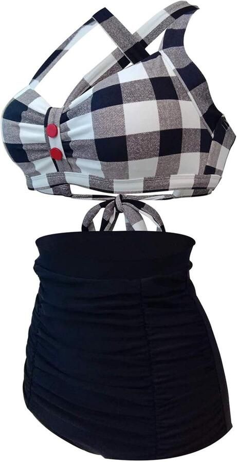 Bandeau Bikini Set Sexy Hoge Taille Badmode Push Up Badpak Gewatteerd Retro Halter Tankini