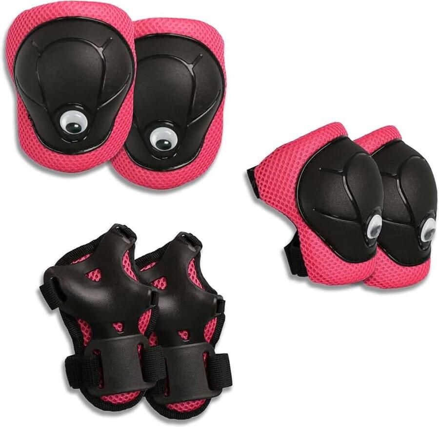 Beschermset voor kinderen 3 in 1 flexibele kniebeschermers elleboogbeschermers en polsbeschermers Perfect voor skateboard BMX fiets inliners scooter en rolschaatsen (Red S) - Foto 1