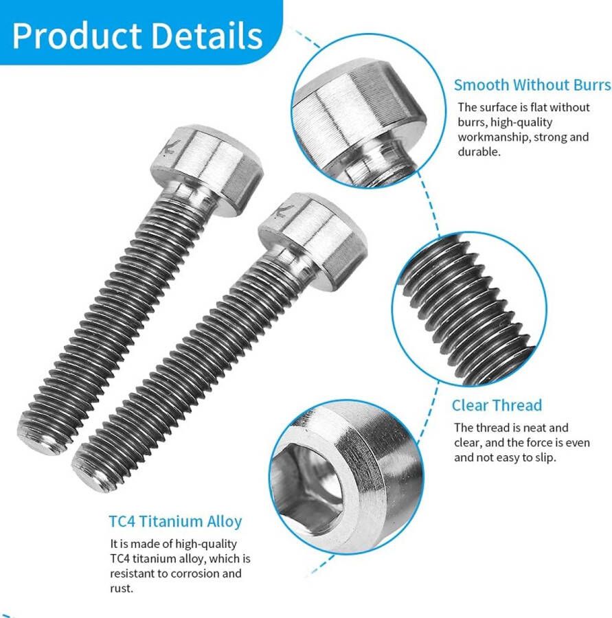 Bicycle Brake Lever Screw Set van 2 Titanium Alloy M5x25mm Screws voor Mountainbike Remmen Fietsrem Bouten Accessoires