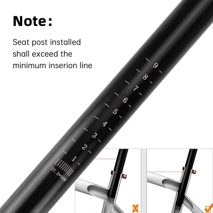 Bicycle Seat Post Candle Seat Post 27.2 x 300 mm Zwart Stoelpen Diameter voor Mountain Bike Racefiets Stadsfiets - Foto 1