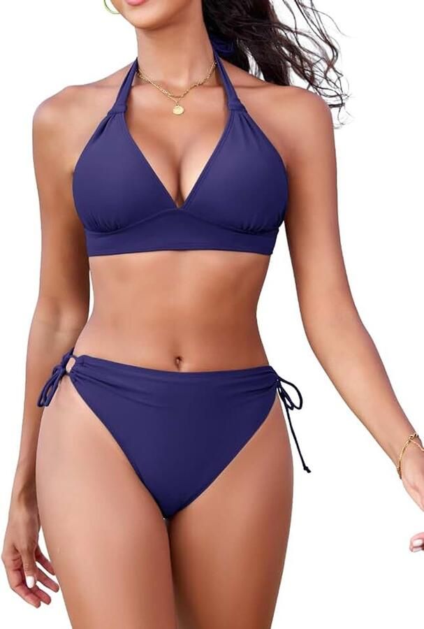 Bikini voor dames triangel-bovendeel met knoopdetail string nekhouder bikinitop voor grote borsten afneembare pads badpak retro sport