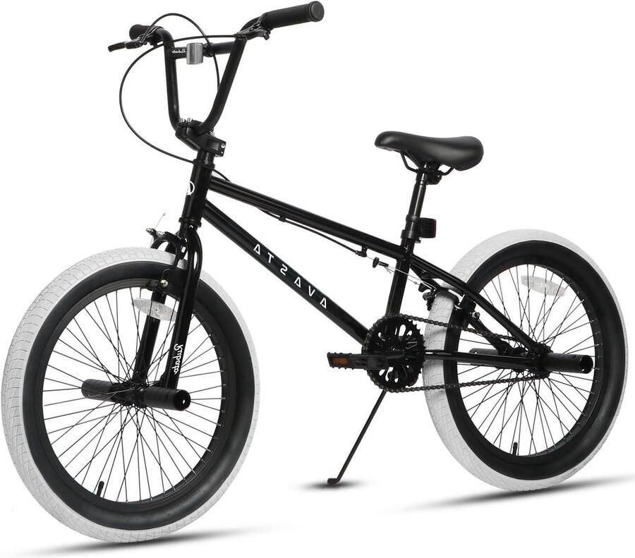 BMX Fiets Kinderen Jeugdfiets Freestyle Straatrijden Park Duurzaam Hi-Ten Staal 20 Inch Zwart Grijs