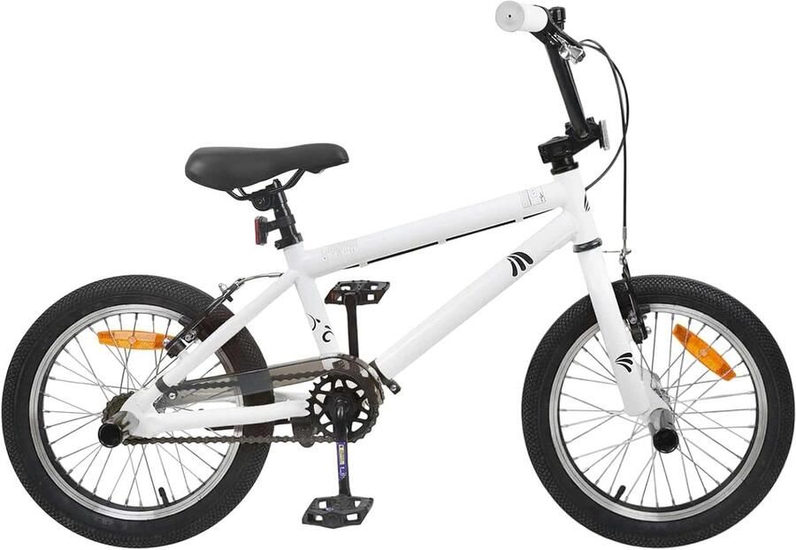 BMX Fiets Kinderfiets Freestylen Buiten Spelen Verstelbaar Stuur Zadel 20 Inch Wit