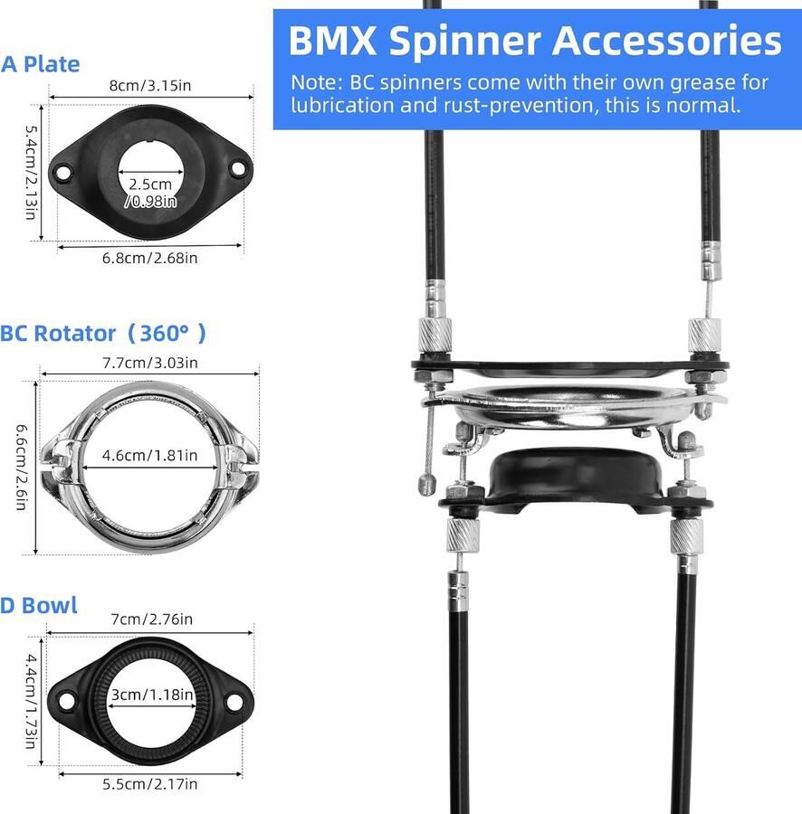 BMX remkabels voor & achter 20 inch volledige set geschikt voor gyrosyste ServiceTopper