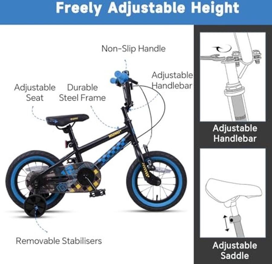 BMX Stijl Kinderfiets met Steunwielen voor Kinderen van 2 tot 10 Jaar