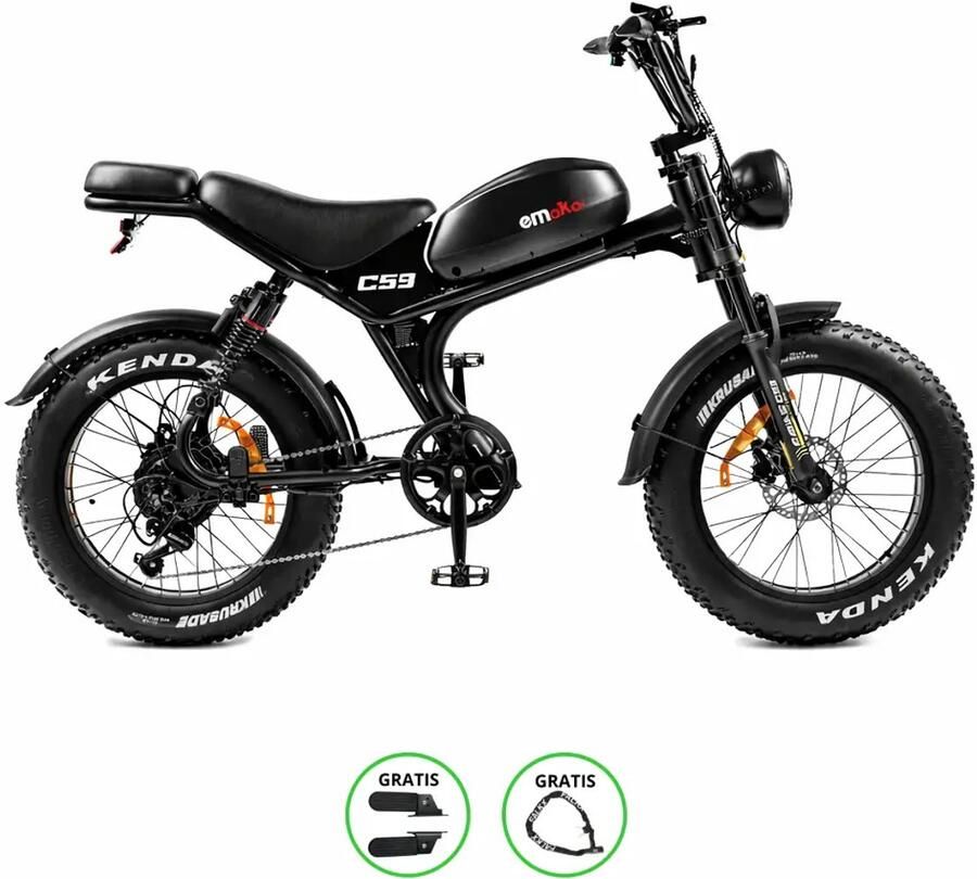 C93 Elektrische Fatbike E-Bike 250W Motor 25 km u 20 Inch Banden 7 Versnellingen Zwart