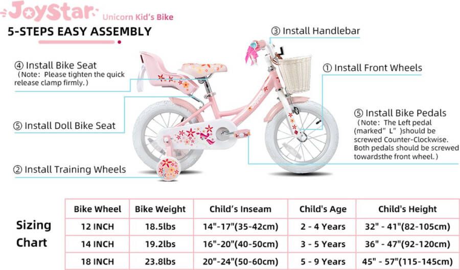 Collox Kinderfiets meisjes 12 inch 2 tot 4 jaar Inclusief mandje slingers en poppenzitje en afneembare zijwieltjes Roze