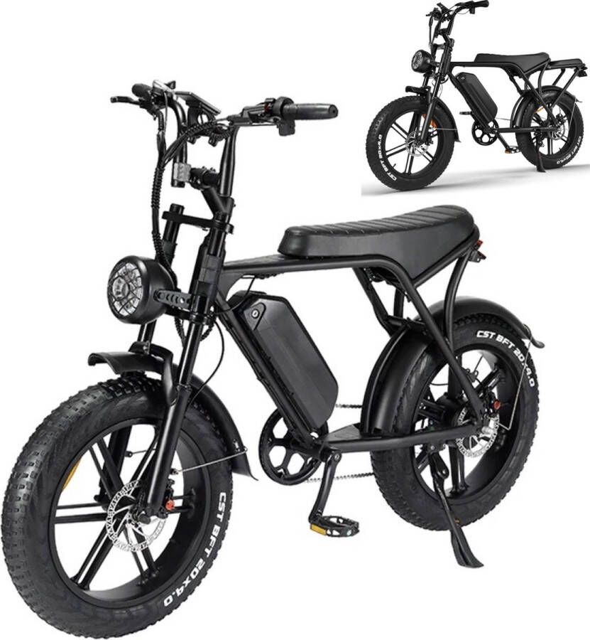 Comfort Inz V8 5.5 Hydraulische remmen model Fatbike Elektrische Fiets E Bike 250W 15Ah Zwart Incl. Achterzitje
