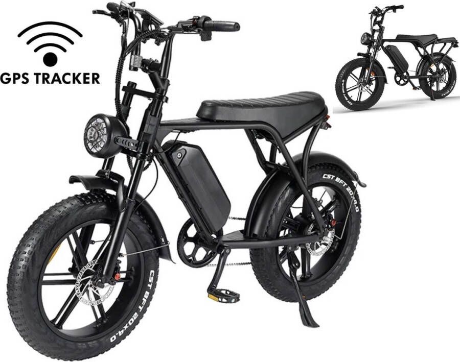 Comfort Inz V8 5.5 Hydraulische remmen model Fatbike Elektrische Fiets E Bike 250W 15Ah Zwart Incl. Achterzitje + GPS Tracker