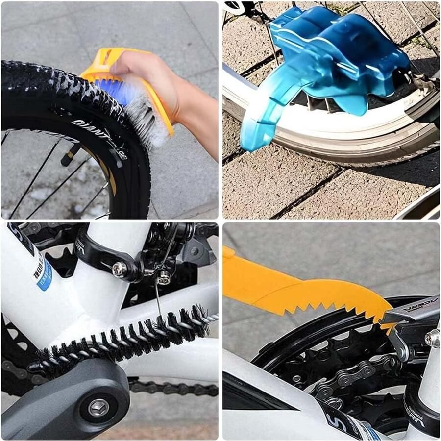 Complete Fietsreinigingsset met 12 Borstels voor Mountainbike en Racefiets Inclusief Schoonmaakaccessoires voor Ketting Banden en Crank