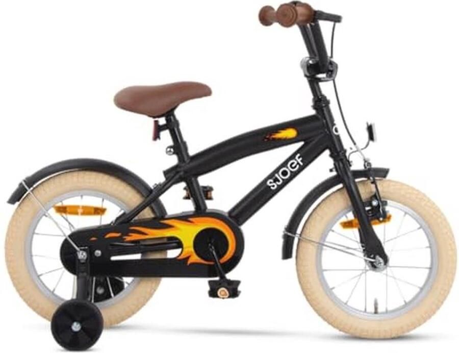 Cruise Kinderfiets 14 inch voor Jongens Fiets Geschikt voor 3-5 Jaar met Zijwieltjes en Verstelbaar Zadel