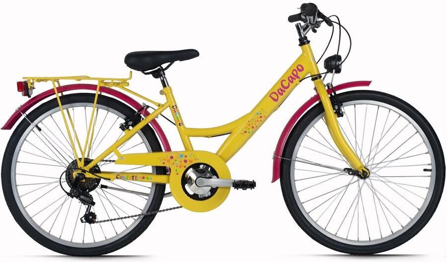 DaCapo Kinderfiets 24 Confetti Geel 6 versnellingen framemaat 36 cm