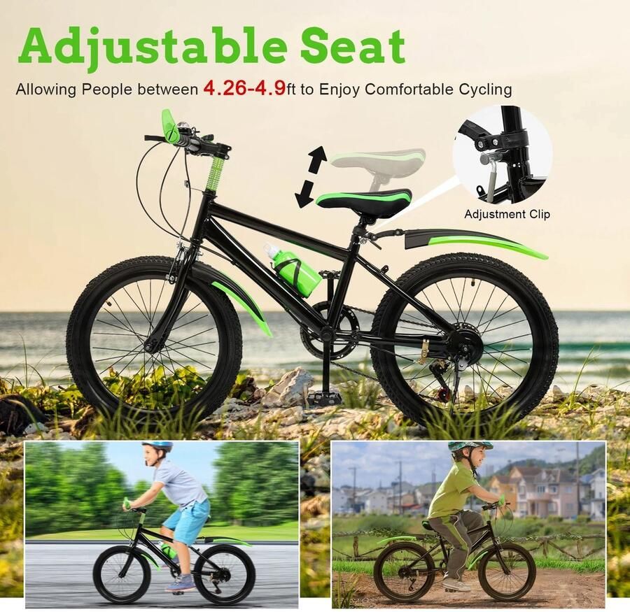 Dailygoods 20 inch mountainbike 7 snelheden in hoogte verstelbare kinderfiets voor MTB kinderfiets met