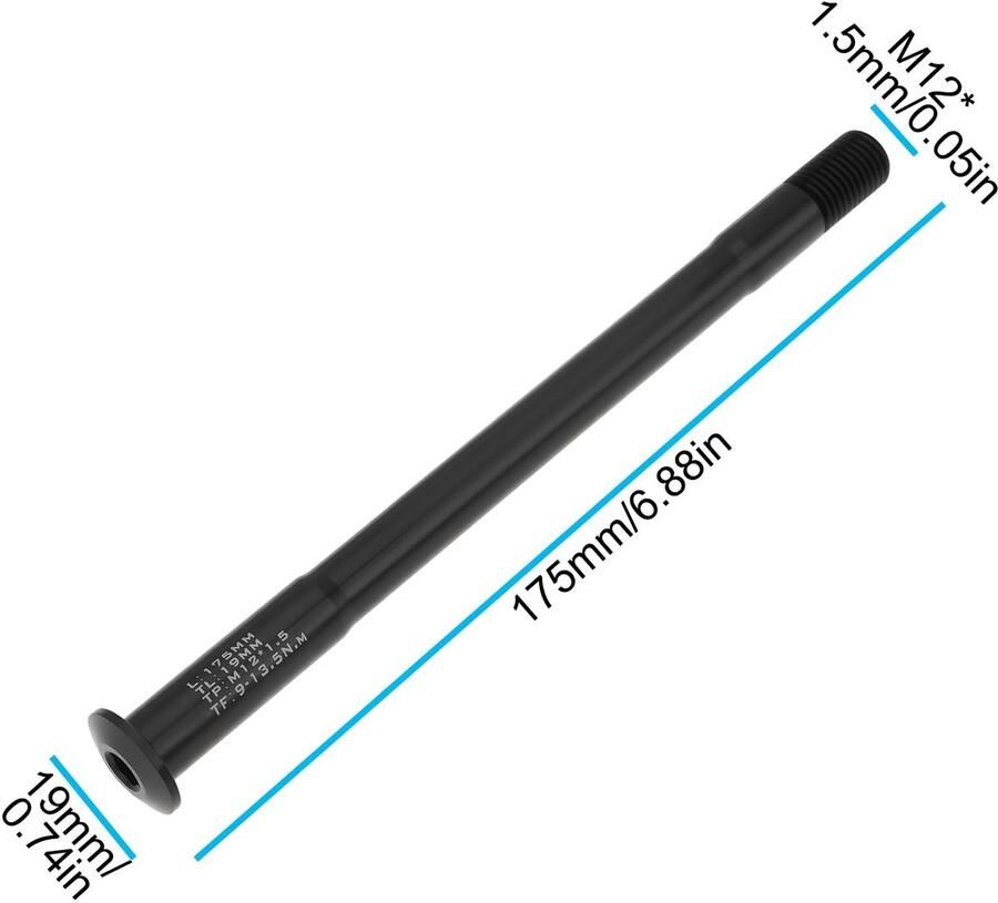 Dailygoods- Achteras Lichtgewicht Aluminium M12x1.5 Schroefdraad Lengte 175mm Corrosiebestendig Geschikt voor MTB Racefietsen Verbeterde Stabiliteit Steekas - Foto 2
