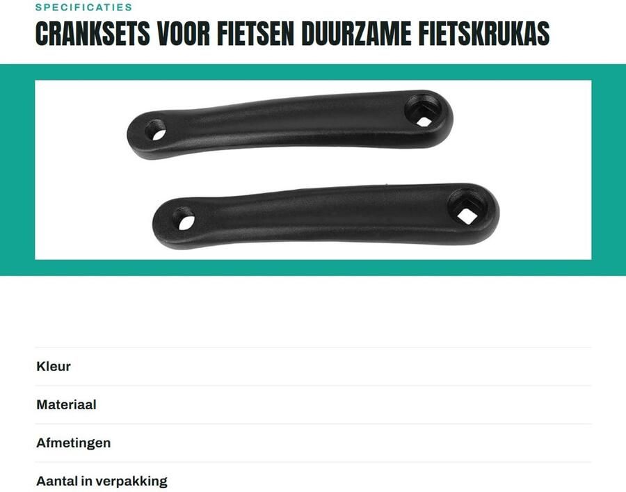 Dailygoods- Crankset 180mm Hoogwaardige Materialen Duurzaam Lichtgewicht Fietskrukas Krukarm Geschikt voor BMX en Elektrische Fietsen Krukarmen