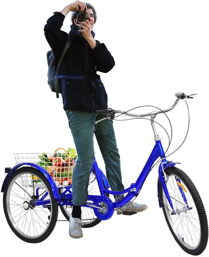 Dailygoods- Driewieler 24 Inch 7 Versnellingen Opvouwbaar Boodschappen d Schokbestendig Geschikt voor Senioren Trike