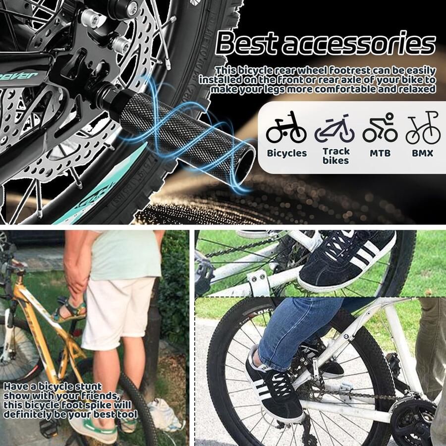 Dailygoods- Fiets Voetsteunen Aluminium Universele Bike Pegs BMX Stuntpinnen Mountainbike Accessoires 2 Stuks 100 x 28 mm Fietssteunen
