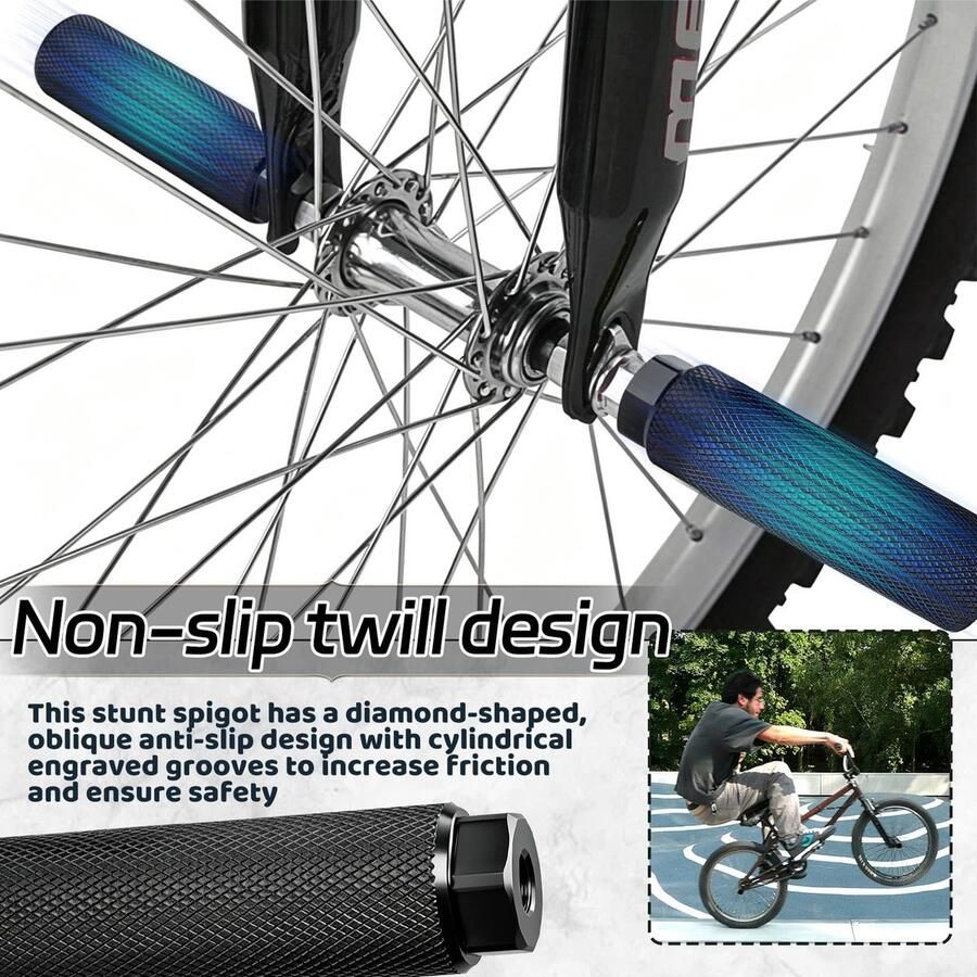 Dailygoods- Fiets Voetsteunen Aluminium Universele Bike Pegs BMX Stuntpinnen Mountainbike Accessoires 2 Stuks 100 x 28 mm Fietssteunen - Foto 2