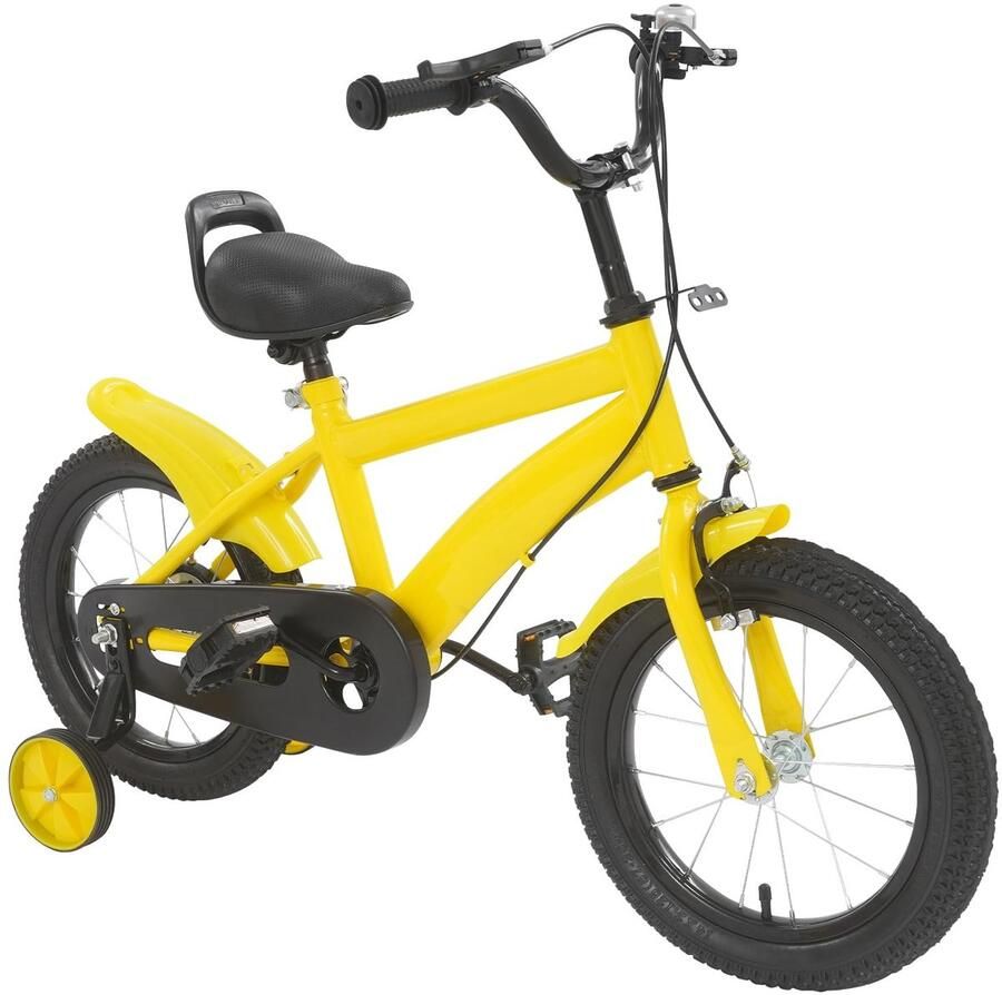 Kinderfiets Loopfiets Leren Fietsen Inclusief Steunwielen 14 inch Geel